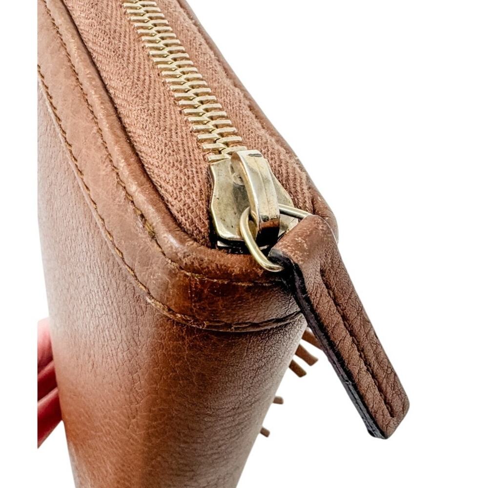 Vintage Gucci Cognac Brown Leather Bamboo Tassel Zip Around Wallet Large 7.5" - Picture 8 of 15